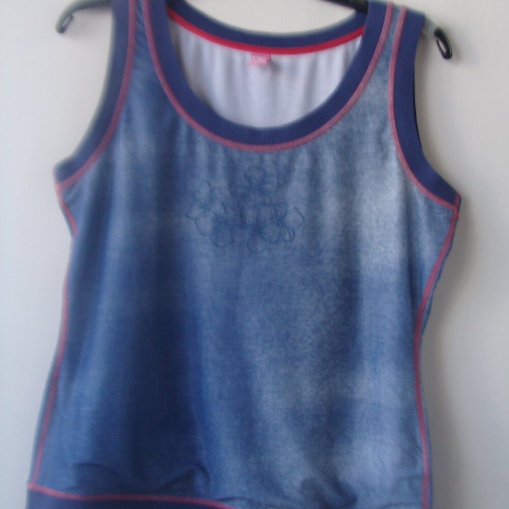 BASLER WOMEN'S MESH Sleeveless Blue Top, size EURO 40 \ US S-M
